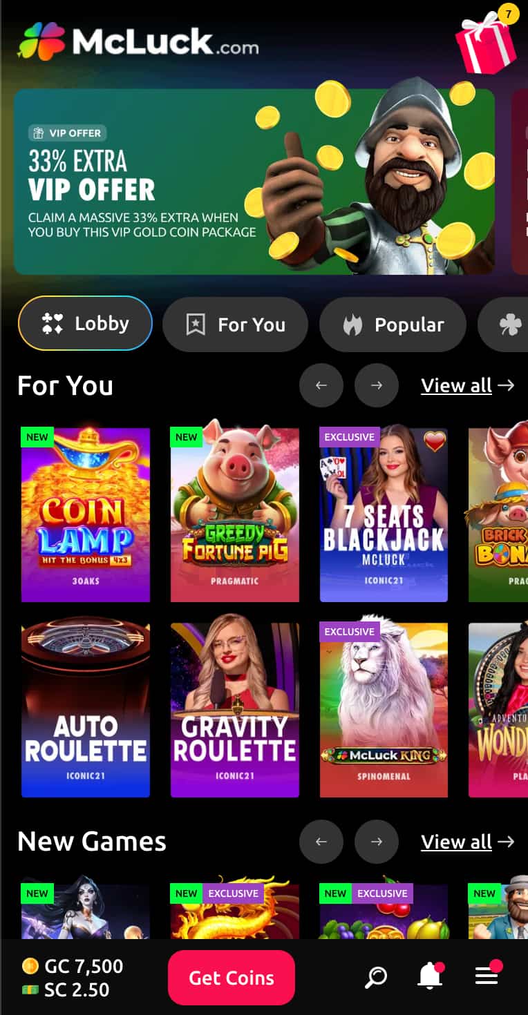 McLuck Social Casino game choices